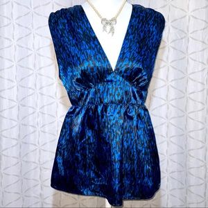 TOPSHOP Royal Blue V-NECK PEPLUM BLOUSE